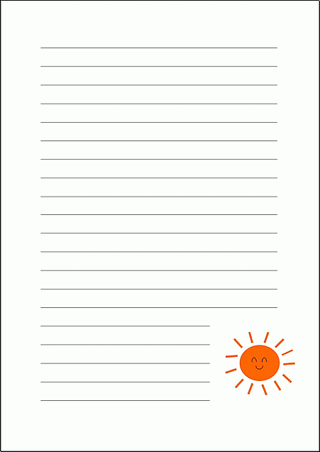 便箋のExcelテンプレート：A4・太陽のイラスト