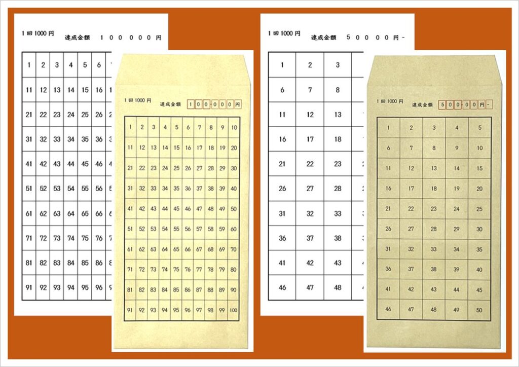 10万円＆5万円の貯金封筒テンプレート｜長形3号・長形4号対応