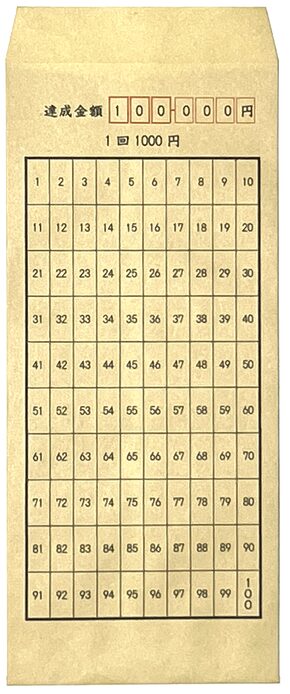 長形4号 10万円貯金封筒（100マス）印刷見本