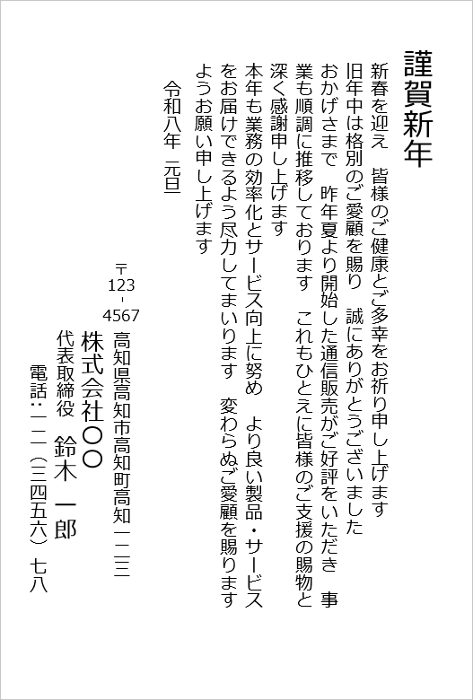 新事業の報告を含めた文例入り年賀状